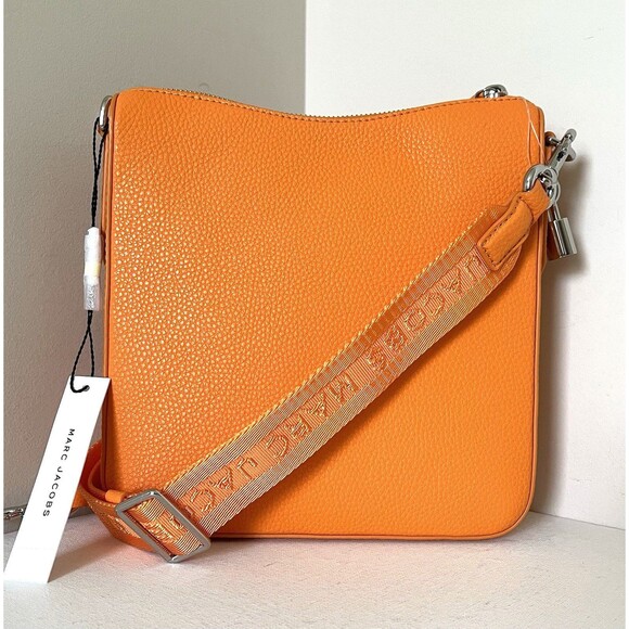 New Marc Jacobs Drifter Swing Pack Crossbody Leather Bag Tangerine - Picture 3 of 6
